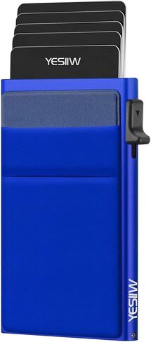 محفظة YESIIW للرجال، محفظة صغيرة للرجال مع مشبك نقود، محافظ رفيعة للرجال مزودة بحامل بطاقات RFID، حافظة بطاقات ائتمان معدنية منبثقة للنقود والعملات المعدنية، أسود in Kuwait