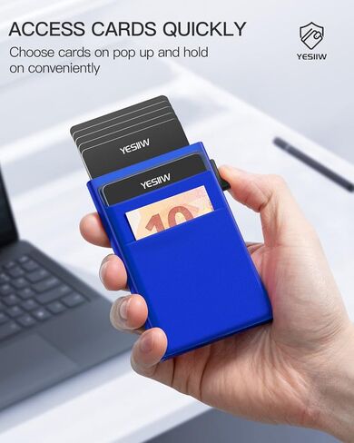 محفظة YESIIW للرجال، محفظة صغيرة للرجال مع مشبك نقود، محافظ رفيعة للرجال مزودة بحامل بطاقات RFID، حافظة بطاقات ائتمان معدنية منبثقة للنقود والعملات المعدنية، أسود in Kuwait