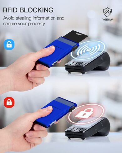 محفظة YESIIW للرجال، محفظة صغيرة للرجال مع مشبك نقود، محافظ رفيعة للرجال مزودة بحامل بطاقات RFID، حافظة بطاقات ائتمان معدنية منبثقة للنقود والعملات المعدنية، أسود in Kuwait