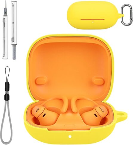 for Beats Powerbeats Pro 2 Case Cover with Cleaner Kit, Soft Skin Silicone Case Cover with Keychain and Lanyard，Full Protective Case for Men and Women-Green in Kuwait