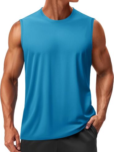 TACVASEN Men's Sleeveless Shirts Quick Dry Tank Tops for Men Sun Protection UPF 50+ Athletic Gym Workout Muscle Shirts in Saudi Arabia