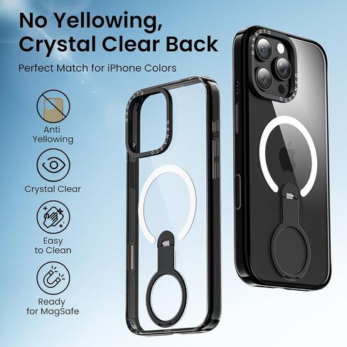 ORNARTO Loop360 for iPhone 16 Pro Max Case, Compatible with MagSafe and Camera Control, High-Transparency Phone Cover with 360° Rotating Stand, Military-Grade Protection, Gold in Saudi Arabia