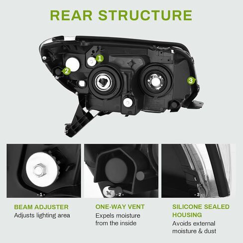 AUTOSAVER88 Headlight Assembly Compatible with 2007 2008 2009 2010 2011 Yaris 07-11 Yaris Base Sedan Headlamp Replacement Pair Black Housing (Not Fit Sport Package/S/ 2-Door Hatchback Models) in Saudi Arabia