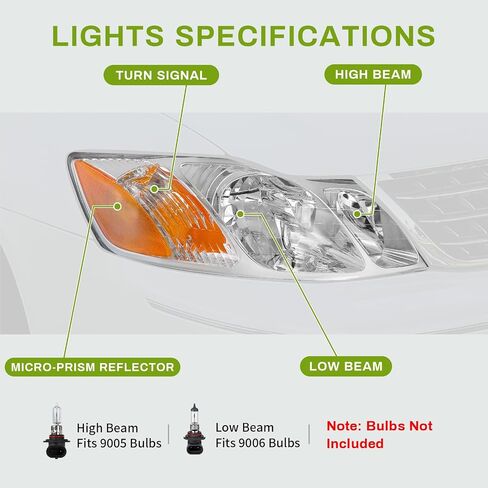 AUTOSAVER88 Headlight Assembly Compatible with 2007 2008 2009 2010 2011 Yaris 07-11 Yaris Base Sedan Headlamp Replacement Pair Black Housing (Not Fit Sport Package/S/ 2-Door Hatchback Models) in Saudi Arabia