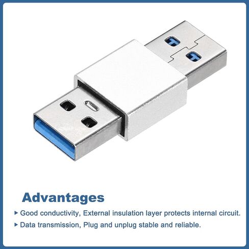 MECCANIXITY 2 Pcs USB Male to Male Adapter, USB 3.0 Coupler Male to Male Connector Converter for Phone Laptop Car Silver in Saudi Arabia