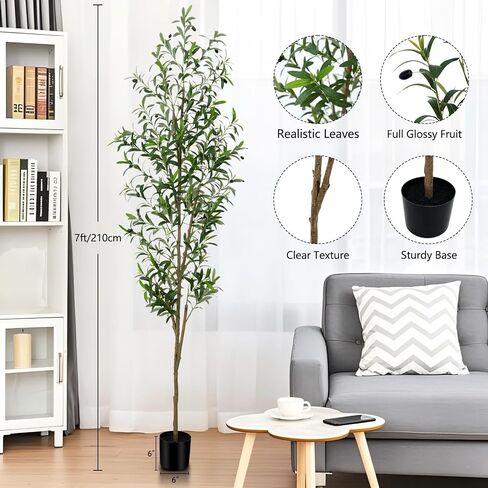 Artificial Olive Tree 6FT, Tall Faux Olive Trees Indoor Fake Olive Tree with Realistic Leaves and Fruits, Artificial Plants for Home Office Decor in Saudi Arabia