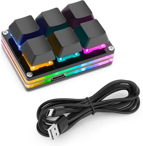 Ecarke Black USB Mini 3-Key Gaming keypad Cherry Shaft OSU Keypad Hotswap One Handed Mechanical Gaming Keyboard Programming Macro RGB Backlit OSU HID Standard Keyboard in Saudi Arabia