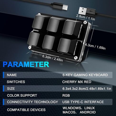 Ecarke Black USB Mini 3-Key Gaming keypad Cherry Shaft OSU Keypad Hotswap One Handed Mechanical Gaming Keyboard Programming Macro RGB Backlit OSU HID Standard Keyboard in Saudi Arabia