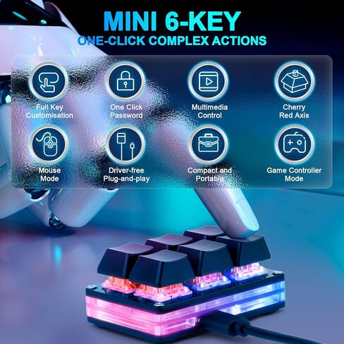Ecarke Black USB Mini 3-Key Gaming keypad Cherry Shaft OSU Keypad Hotswap One Handed Mechanical Gaming Keyboard Programming Macro RGB Backlit OSU HID Standard Keyboard in Saudi Arabia