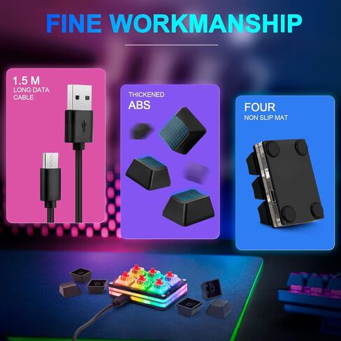Ecarke Black USB Mini 3-Key Gaming keypad Cherry Shaft OSU Keypad Hotswap One Handed Mechanical Gaming Keyboard Programming Macro RGB Backlit OSU HID Standard Keyboard in Saudi Arabia