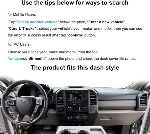 Dash Cover Mat Custom Fit for Ford F150 2015-2020 /F250 F350 F450 Superduty 2017-2022 / Expedition 2018-2021 with Light Sensor,Dashboard Cover Pad Carpet Without Forward Collision Warning (Black) J19 in Kuwait