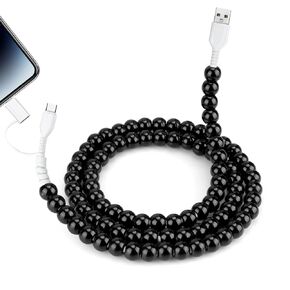 Coolden USB C Cable 2 in 1 Multi Charging Cable 3.3ft for iPhone Charger Cord Black Beaded for Men Women USB A to USB C to Phone Fast Charger Cable for iPhone 16 15 14 Pro Max,Galaxy S25 S24 S23 Ultra
