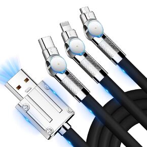 كابل شحن USB 3 في 1 سلك شاحن متعدد الهاتف مع Type-C ، منفذ USB Micro و IP ، شحن سريع متوافق مع أجهزة iPhone و iPads و Samsung Galaxy و Android والمزيد للعائلة ، المكتب ، السفر ، استخدام السيارة (4 أقدام)