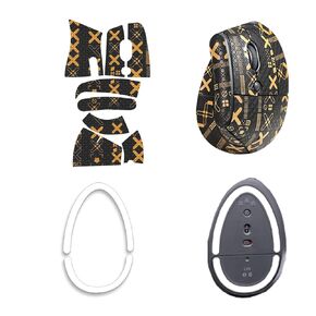 Mouse Grip Tape for Logitech Lift, Rounded Curved Edges Mouse Feet Skates,Self-Adhesive PreCut Sweat-Resistant Professional Mice Upgrade Kit(Foot pad + Black-Gold Mouse Tape)