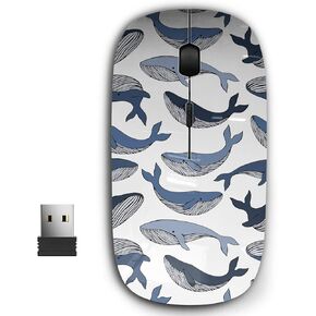 2.4G Ergonomic Portable USB Wireless Mouse for PC, Laptop, Computer, Notebook with Nano Receiver ( Whales Can Be )