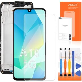 OLED for Samsung Galaxy A16 5G Screen Replacement for Samsung A16 5G LCD Display SM-A166B, SM-A166P, LCD Digitizer Screen Touch Assembly with Frame（Support Fingerprint,Not for 4G