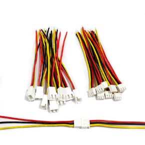 10 Pairs JST XH 2.54mm 3Pin Male and Female Connector Socket Plug with 10cm 22 AWG Soft Silicone Cable Wires JST Connectors Kit