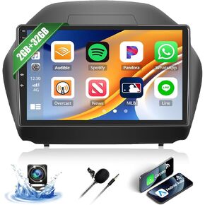 2G+32G Car Stereo Radio for Hyundai Tucson IX35 2010-2015 with Wireless CarPlay Android Auto 10.1" Touch Screen Android 12 Radio with Bluetooth GPS Navigation WiFi Backup Camera Mirror Link Head Unit