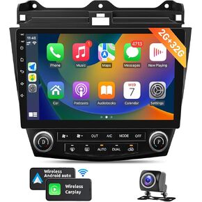 Naifay Android Car Radio for Honda Accord 7th 2003 2004 2005 2006 2007 with Wireless CarPlay Android Auto, 10.1inch Touch Screen for Accord Car Stereo with Bluetooth/GPS/SWC/Split Screen/Backup Camera