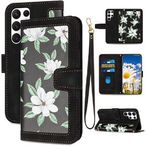 حالة NKECXKJ لـ Galaxy S24 Ultra Wallet Flip Folio Phone Case with Strap Pu Leather Card Slot Slot Slot Kickstand Scarkproof Prostract