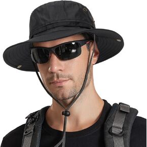 Men's Sun-Hat Wide-Brim-Bucket UV-Protection - Summer Foldable Boonie Safari Cap for Outdoor