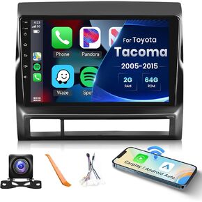 8Core 2+64G for Toyota Tacoma 2005-2015 Android Car Stereo Wireless Carplay Android Auto, 9" HD 1280*720P IPS Touchscreen Car Radio Stereo GPS,WiFi,32EQ DSP,59UI,Bluetooth 5.0,SWC+ Backup Camera&Mic