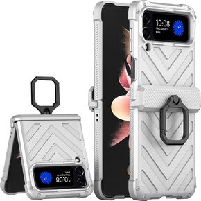 Miimall Compatible for Z Flip 4 Case, Galaxy Z Flip 4 Case Ring Holder Magnetic Hinge Cover Slide Lens Protector All-Inclusive Protective Bumper Cases for Galaxy Z Flip 4 (Black) in Saudi Arabia