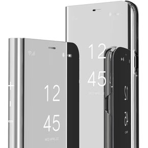 علبة Oopkins لـ iPhone 15 Pro Case Bookstyle Luxury View Clear Window electroplate Plating Kickstand Full Body Protection Folio Folio Slive for iPhone 15 Pro Pu Mirror Golden MX
