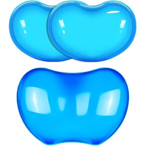 JIKIOU 2 Pack Gel Mouse Wrist Rest 4.3x2.7inch & 1 Pack Gel Mouse Wrist Rest 4.8x3.2inch Blue in Bundle