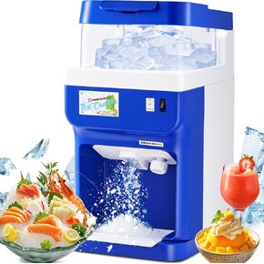 NEWTRY 8.45QT Commercial Ice Cube Crusher Machine Electric Ice Shaver with Aluminum Alloy Blade Automatic Snow Cone Maker Thickness Adjustable 250w 110v Large Capacity 400lb/h for Commercial Home Use