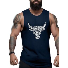 Men's Sleeveless Graphic Tank Top Crew Neck Casual Athletic Muscle Tee Shirt in Saudi Arabia