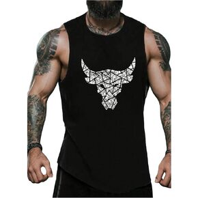 Men's Sleeveless Graphic Tank Top Crew Neck Casual Athletic Muscle Tee Shirt