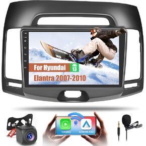 【2+64GB】Double din for Hyundai Elantra 2007-2010 Wireless Carplay Android Car Stereo 9" Touch Screen with Android Auto, Radio Dash Kit GPS Navigation WiFi Bluetooth SWC Mirror Link, Mic Backup Camera