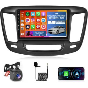 for Chrysler 200 200C 200S 2015-2019【4+64GB】 Android Car Stereo 9" Touch Screen with Wireless Carplay Android Auto, Radio Dash Kit GPS Navigation WiFi Bluetooth SWC Mirror Link