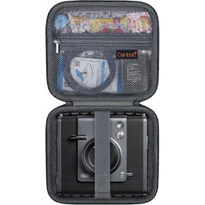 Canboc Carrying Case for Fujifilm INSTAX Wide EVO 2-in-1 Instant Film Camera and Printer, Zipper Mesh Bag fits Photo Paper and Cable, Black(Case Only)