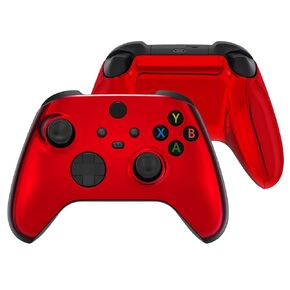 eXtremeRate Chrome Red Replacement Side Rails + Back Shell + Faceplate for Xbox Series X/S Controller