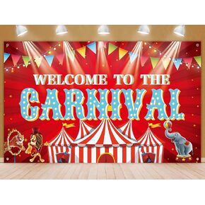 Carnival Circus Party Backdrop - Carousel Tent Theme Studio Background Banner Decorations Photography Supplies for Kids Girls Boys - Welcome to The Carnival Photo Booth Backdrops - 70.8 x 43.3 Inch