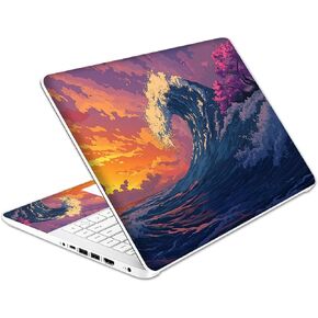 Laptop Skin Decal HP 14" - Great Wave, Laptop Cover Sticker, No Cutting Required, No Bubble, Waterproof, Scratch Resistant - Including Wide Screen and Wrist Pad