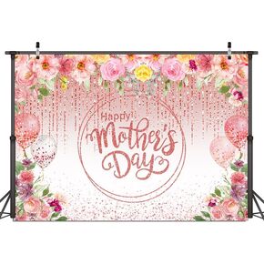 Dudaacvt 7x5FT Happy Mothers Day Backdrop Mother's Day Pink Flower Backdrop Mother's Day Party Decoration Banner D666