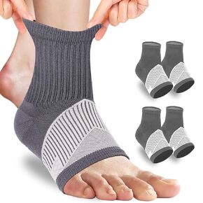 DRNAIETY 2 Pairs Plantar Fasciitis Compression Socks - Foot & Ankle Compression Sleeve, Plantar Fasciitis & Achilles Tendonitis Brace - Toeless Socks for Heel Spurs, Sprained Ankle | Men/Women (L)