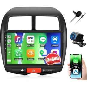 2+64G Car Stereo Radio for Mitsubishi Outlander Sport 2011-2017 with Wireless CarPlay Android Auto, Android 13 Head Unit, 9" HD Touch Screen Bluetooth Car Radio with GPS WiFi FM AHD Backup Camera