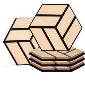 Urban Decor Acoustic Slat Wall Soundproof Foam Panels (Hexagon in Light Oak Color) for 3D Wood Wall Decor, Cool Room Accessories, Acoustic Insulation, Mens Room Decor, Gaming Areas, TV walls and more