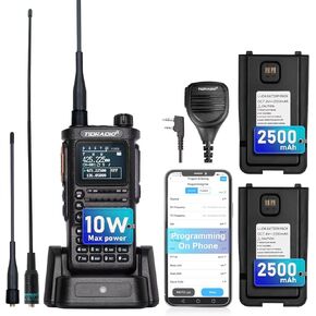 (2nd Gen) TIDRADIO TD-H8 Radio 10W HighPower Ham Radio Handheld with APP Wireless Programming,Long Range Two Way Radio with 2500mAh Large Battery (2pcs),TD-771 Antenna & Speaker Mic, Walkie Talkies