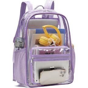 Clear Backpack Heavy Duty Clear Bookbag LargeTransparent Backpacks for College, Work, Stadium Events (Gray)