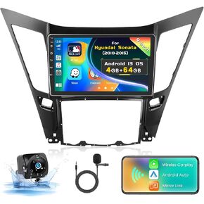 [4+64G] Inefala Android Car Stereo Radio for Hyundai Sonata 2010-2015 with Wireless Carplay Android Auto, 9 Inch HD Touchscreen with WiFi GPS Bluetooth5.0 32EQ FM/RDS SWC Backup Camera Canbus MIC