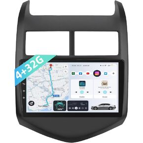 Car Radio for Chevy Sonic Aveo 2012-2016: 2+64G Android 12 Stereo Carplay&Android Auto, 9" Touchscreen with GPS Bluetooth WiFi SWC EQ 1080P Camera