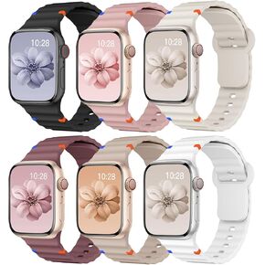 فرقة رياضية لشرائط Apple Watch للنساء 40 مم 41 مم 44 مم 45 مم 46 مم 42 مم 38 مم ، ورسالة سليكون ناعمة للسيليكون لسلسلة IWatch 10 9 8 7 6 5 4 3 SE 2ND Ultra/2 49mm 41 45 40 44 MM ، 6 Pack in Kuwait