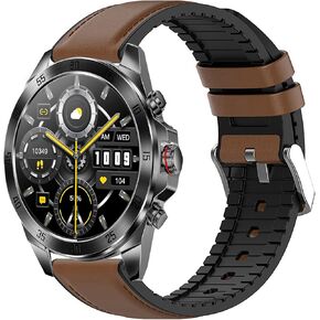 Compatible with ALPHAGEAR Smartwatch Bands, 22mm Quick Release Leather Silicone Breathable Replacement Smartwatch Strap Wristband Compatible with ALPHAGEAR Bravo II, Bravo XL, Raptor, Commander, Juliet Watch