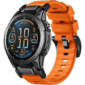 Compatible with Garmin Instinct Watch Bands - Stainless Steel Silicone Rugged Strap Quick Fit 22mm Watch Band for Fenix E/8/7/6/5/Forerunner 965/955/945/935/745/Epix 2/Approach S70/S62/S60