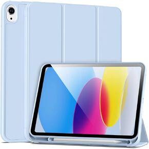 Case for iPad (A16) 11th Generation 11 Inch 2025, iPad 10th Generation 10.9 inch 2022 with Pencil Holder, Auto Sleep/Wake, Slim Trifold Stand Protective Cover with Soft TPU Back, Blue